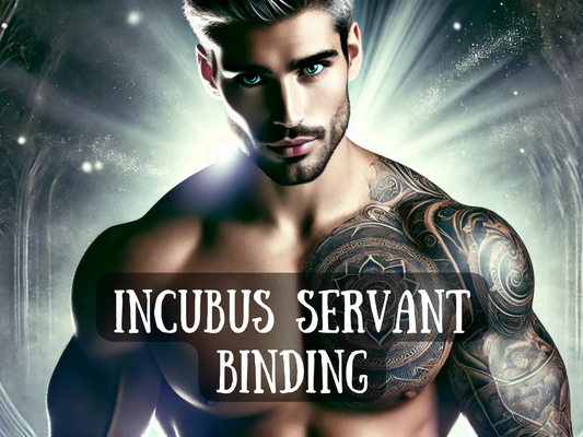 Incubus Servant Binding – mystical artwork of a striking man with silver hair, glowing green eyes, and intricate tattoos across his chest and arm, standing in radiant light. This spell image represents the binding of an incubus spirit as a servant, offering loyalty, protection, companionship, and sensual energy. It conveys the allure of dark magick, spirit conjuring, and energetic contracts designed for power, devotion, and mystical connection with an incubus entity.