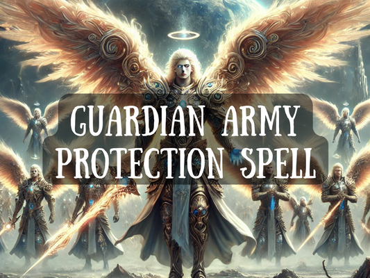 Guardian Army Protection Spell image showing a legion of glowing angelic warriors with golden wings, radiant armor, and divine halos, symbolizing ultimate defense, spiritual strength, and unshakable safety. This powerful protection spell calls upon an army of guardians to shield you from curses, hexes, dark forces, and enemies. Surrounded by light and celestial power, it ensures invincible spiritual security, divine intervention, and unbreakable protection against all harm.