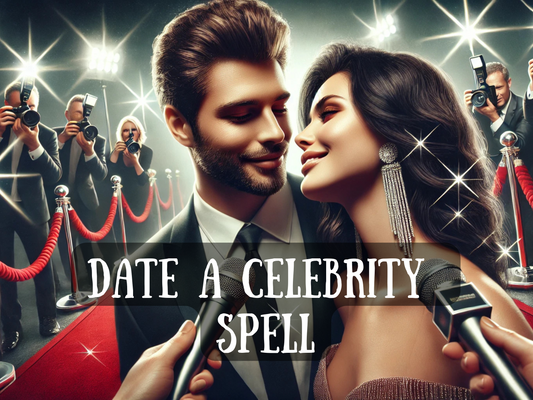 Date a Celebrity Spell image showing glamorous couple on the red carpet surrounded by photographers and flashing lights. This powerful attraction spell is designed to manifest high-profile love, drawing celebrities, influencers, and VIPs into your life. Perfect for those who desire luxury romance, fame, and elite connections, this occult ritual channels magnetic energy to align you with the spotlight and attract the celebrity partner of your dreams.