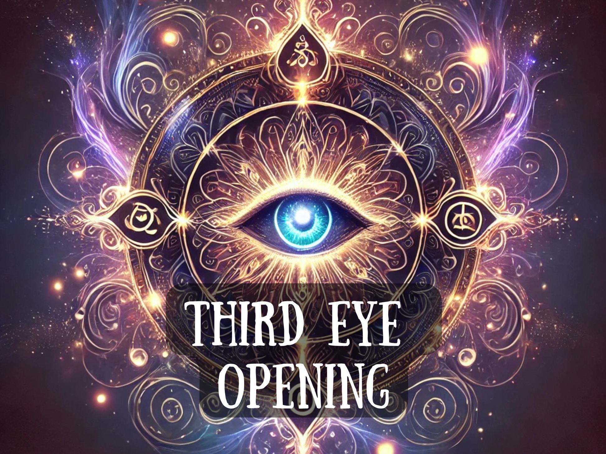 Third Eye Opening Spell with mystical glowing eye mandala, sacred geometry, and radiant cosmic energy. This powerful spiritual awakening ritual enhances psychic abilities, intuition, clairvoyance, and higher consciousness. Perfect for meditation, chakra activation, and unlocking inner wisdom, it opens the mind to spiritual visions, divine guidance, and deeper awareness of hidden truths and universal knowledge.