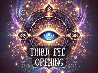 Third Eye Opening Spell with mystical glowing eye mandala, sacred geometry, and radiant cosmic energy. This powerful spiritual awakening ritual enhances psychic abilities, intuition, clairvoyance, and higher consciousness. Perfect for meditation, chakra activation, and unlocking inner wisdom, it opens the mind to spiritual visions, divine guidance, and deeper awareness of hidden truths and universal knowledge.